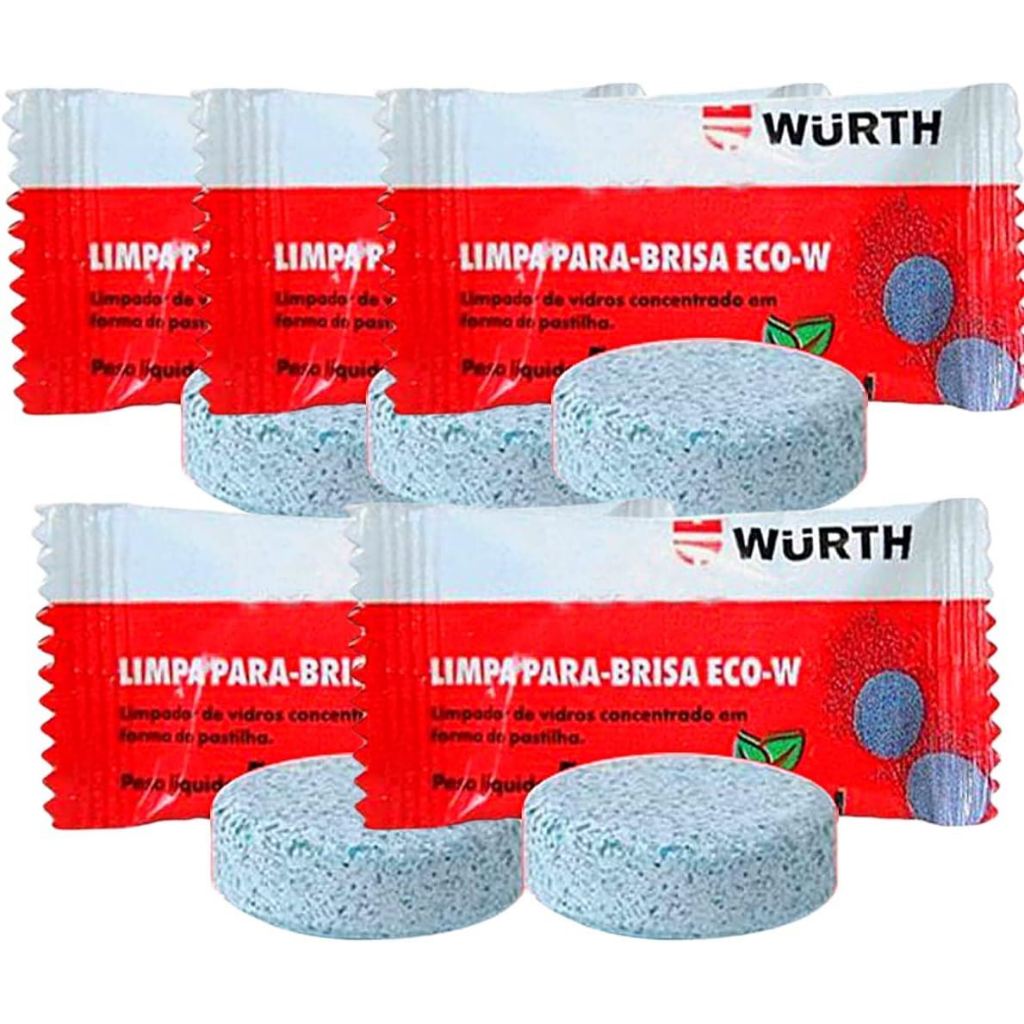 KIT 5 PASTILHAS LIMPA PARABRISA RESERVATORIO CARRO WURTH