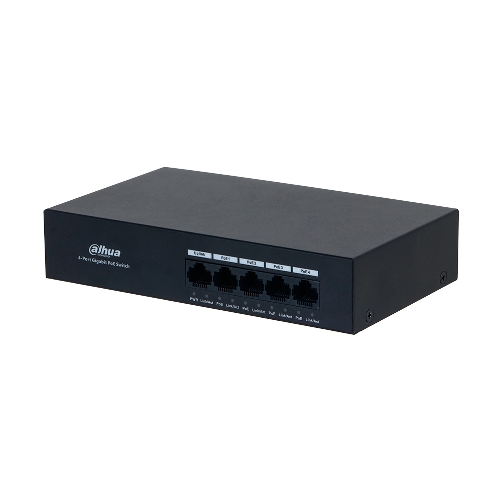 SWITCH DAHUA GIGABIT DE 5 PORTAS 4P PoE, DH-PFS3005-4GT-36