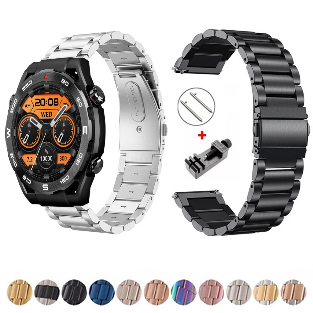 Pulseira de 22mm Metal Elos de aço inox para Smartwatch Bazik MA11 de Engate Rapido
