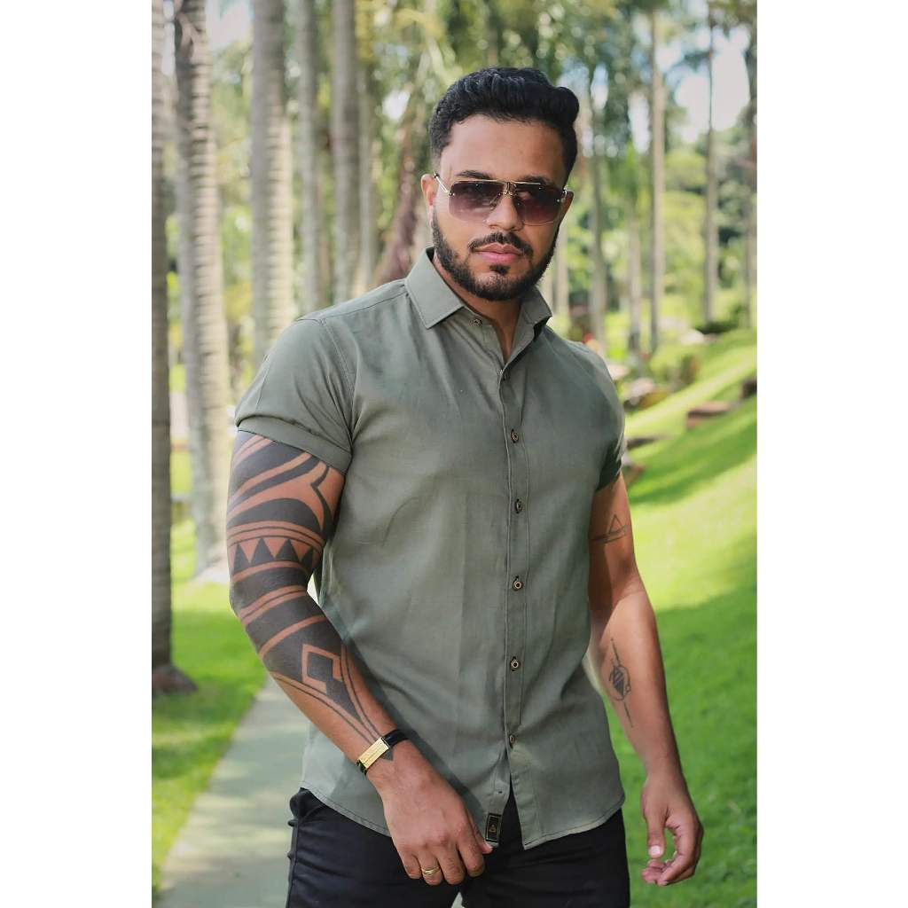 Camisa Masculina Slim Fit de Linho Belga O Toque Casual que Impressiona