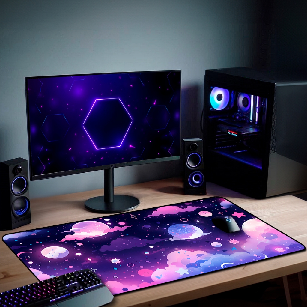 Mouse Pad Gamer Cute Antiderrapante Grande 70x35 80x35 90x40 90x50 cm Borda Costurada