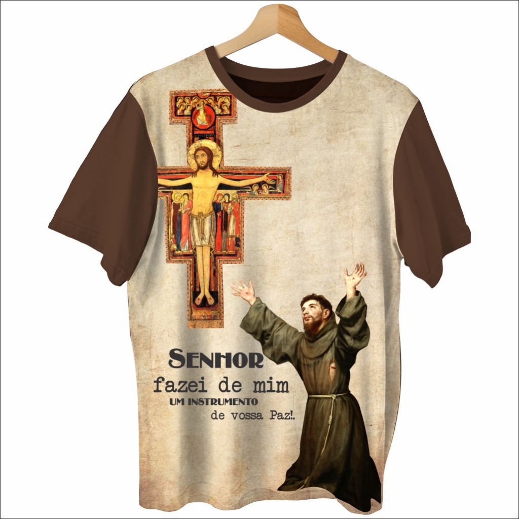 CAMISA SÃO FRANCISCO DE ASSIS RELIGIOSA (01) em Oferta na Shopee