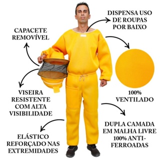roupa macacão EPI conjunto apicultor apicultura 100% anti-ferroadas ventilada em Oferta na Shopee