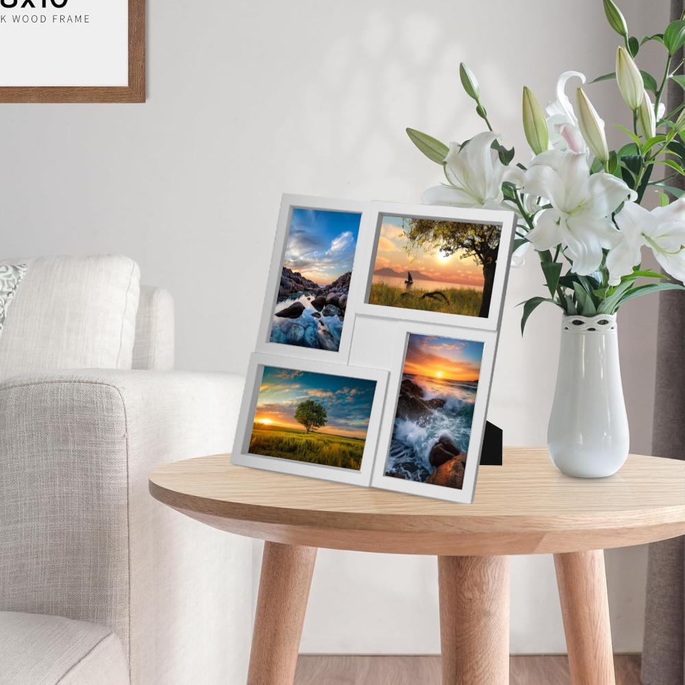 Porta Retrato Foto Mural de Mesa 4 Fotos Duas Fotos 10X15 e 15X10 Moldura de Plástico em Oferta na Shopee