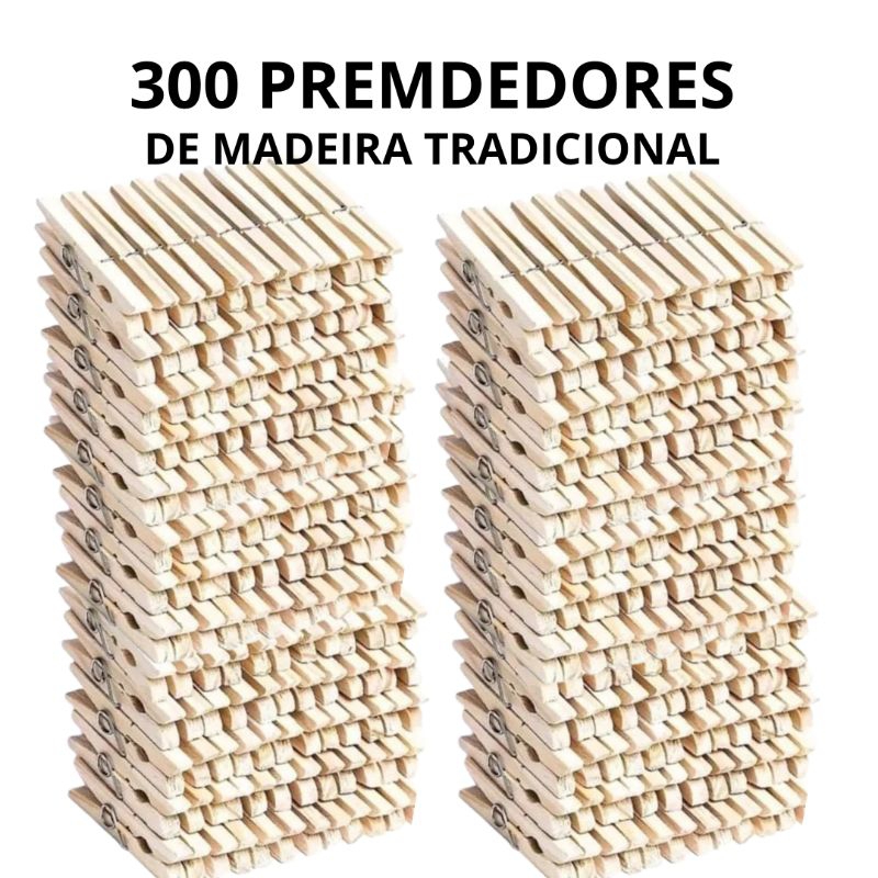 KIT 300 Prendedores pregador de Roupa ÁGUIA BRANCA  de Madeira Resistentes p/Artesanato