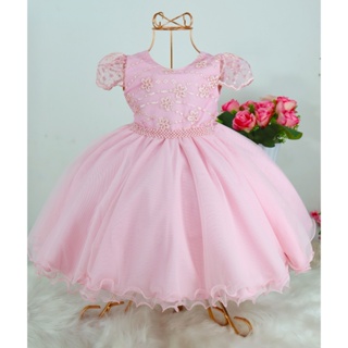Vestido Rosa Infantil Daminha Princesa Aurora Com Renda Menina 1 a 3 Anos em Oferta na Shopee