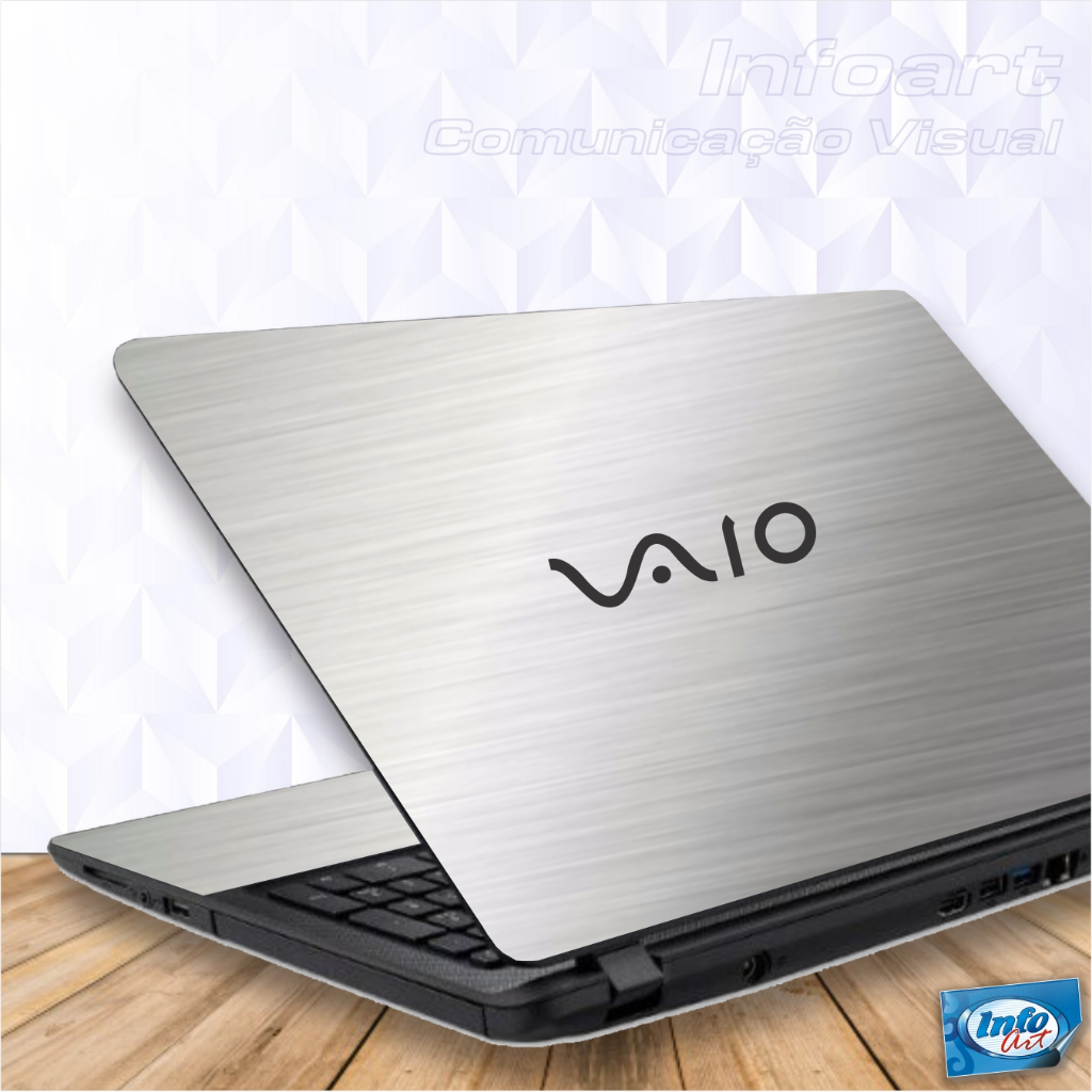Skin Adesivo Vinil Proteção para Notebook Vaio SVF152C29X 15,6" - Tampa + Moldura teclado e touch + Fundo + Logo da Vaio