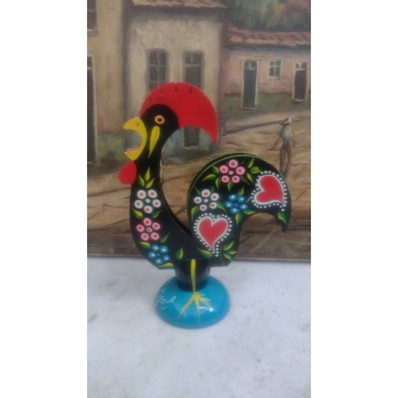 Belíssimo porta guardanapo  de Barcelos trazido de Portugal em madeira