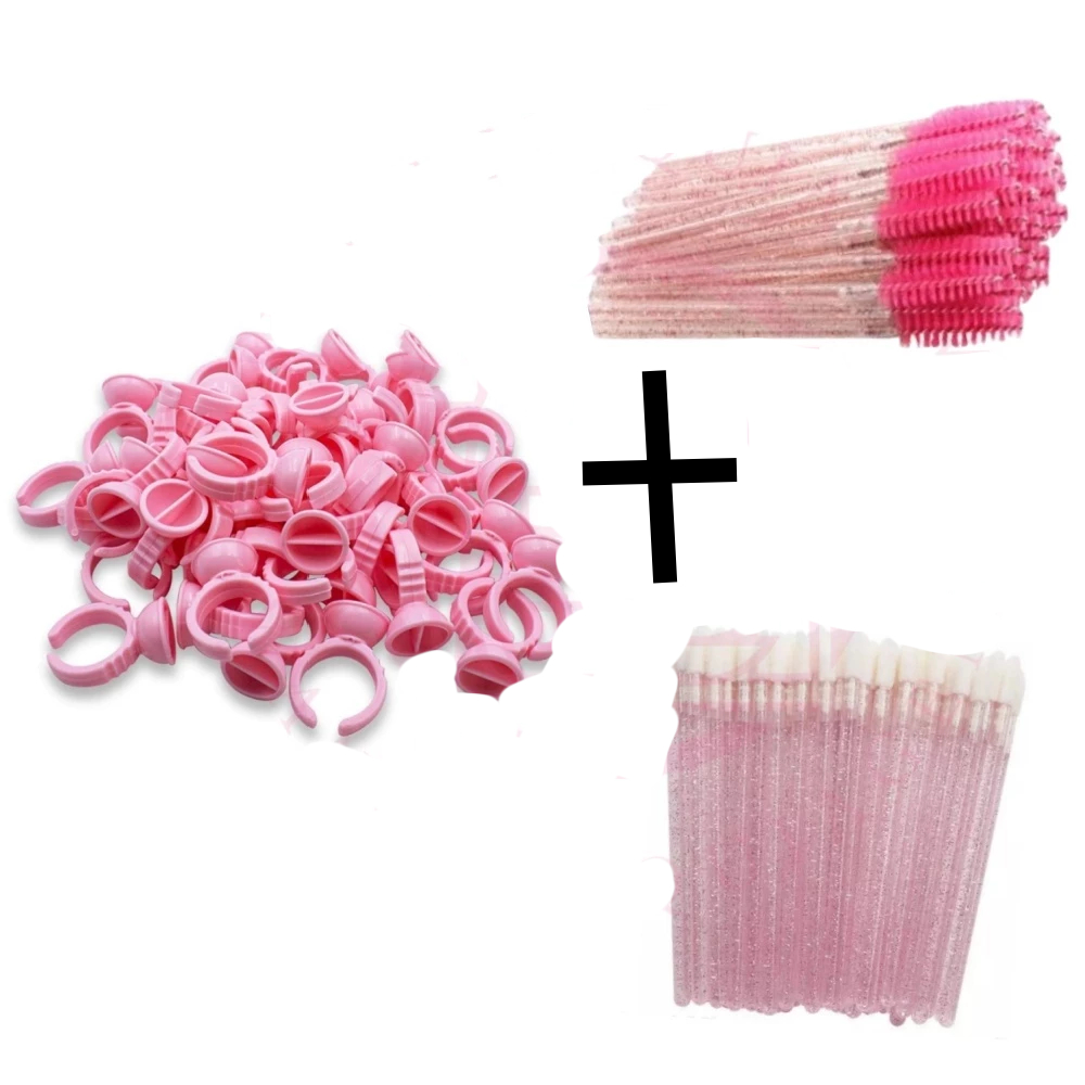100 Unidades Anel Batoque + Kit 50 Escovinhas + Kit 50 Aplicador de Batom Extensão de Cílios em Oferta na Shopee