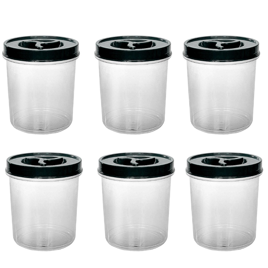 Kit 6 Potes Redondo 500ml Tampa de Rosca, Pote Redondo Transparente Mantimento BPA FREE