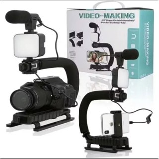 Estabilizador Bluetooth Para Câmera Dslr Celular iPhone Luz com Microfone e Iluminação Gravação de Vídeo AY-49U Controle em Oferta na Shopee
