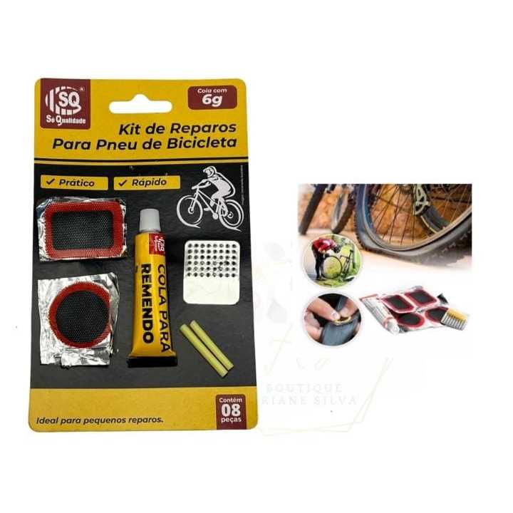 Kit reparo de pneu de bicicleta 6 pacotes com 8 unidades de remendo + cola
