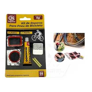 Kit reparo de pneu de bicicleta 6 pacotes com 8 unidades de remendo + cola