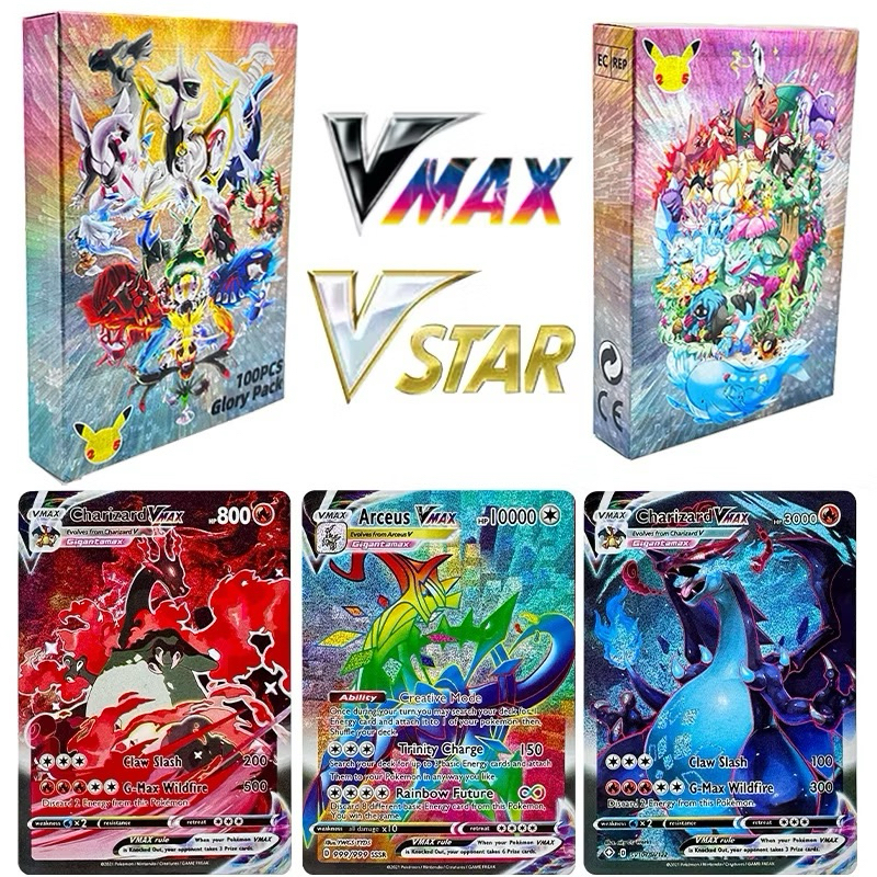 80 Cartas de Pokémon TCG GX/VMAX/EX Raras Sortidas Sem Repetições Cards Pokémon Para Coleção e Presentes Para Crianças