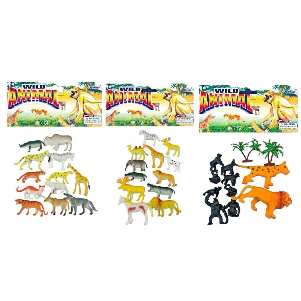 BRINQUEDO INFANTIL KIT DE ANIMAIS DE SELVA BORRACHA - 3 MODELOS DIVERSOS - ANIMAIS PEQUENO - HM TOYS em Oferta na Shopee