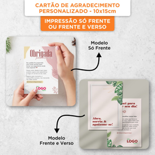 Cartão de Agradecimento Personalizado com Seu Logo - 10x15cm em Oferta na Shopee
