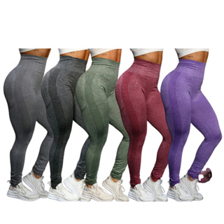 Kit 5 Calça Legging Levanta Bumbum Sem Costura Fitness Cintura Alta Academia em Oferta na Shopee