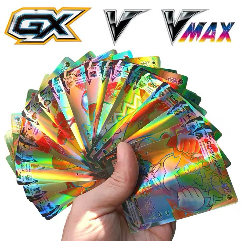 Lote 90 Cartas Pokémon TCG Rainbow Ultra Raras GX/VMAX Cards Anime Para Coleção Batalhas e Presentes Ideal Para Crianças