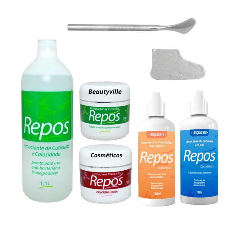 Kit Repós Amaciante 1,1 + Amac. Gel + Copaíba + Creme 120g + Ureia 120g + Espátula 222 + Botinhas em Oferta na Shopee