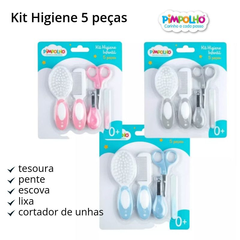 Kit Higiene 5 peças para o cuidado  do  Bebê Pimpolho 5 peças 9260