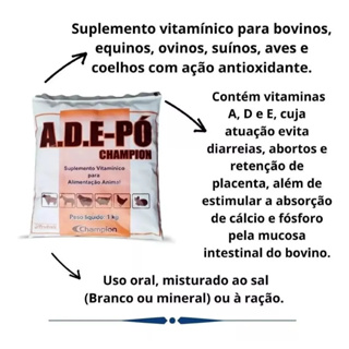 Suplemento Vitaminico ADE em pó 1kg CHAMPION em Oferta na Shopee