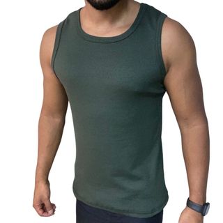 Regata Masculina Slim Ribana Algodão com Elastano Academia Casual Premium.