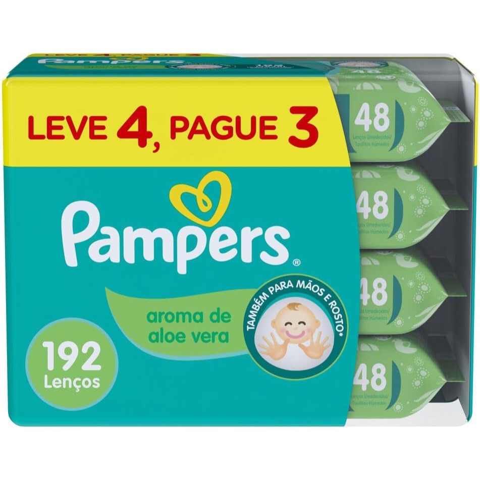 Pampers Lenços Umedecidos Aroma De Aloe Vera 192 Unidades