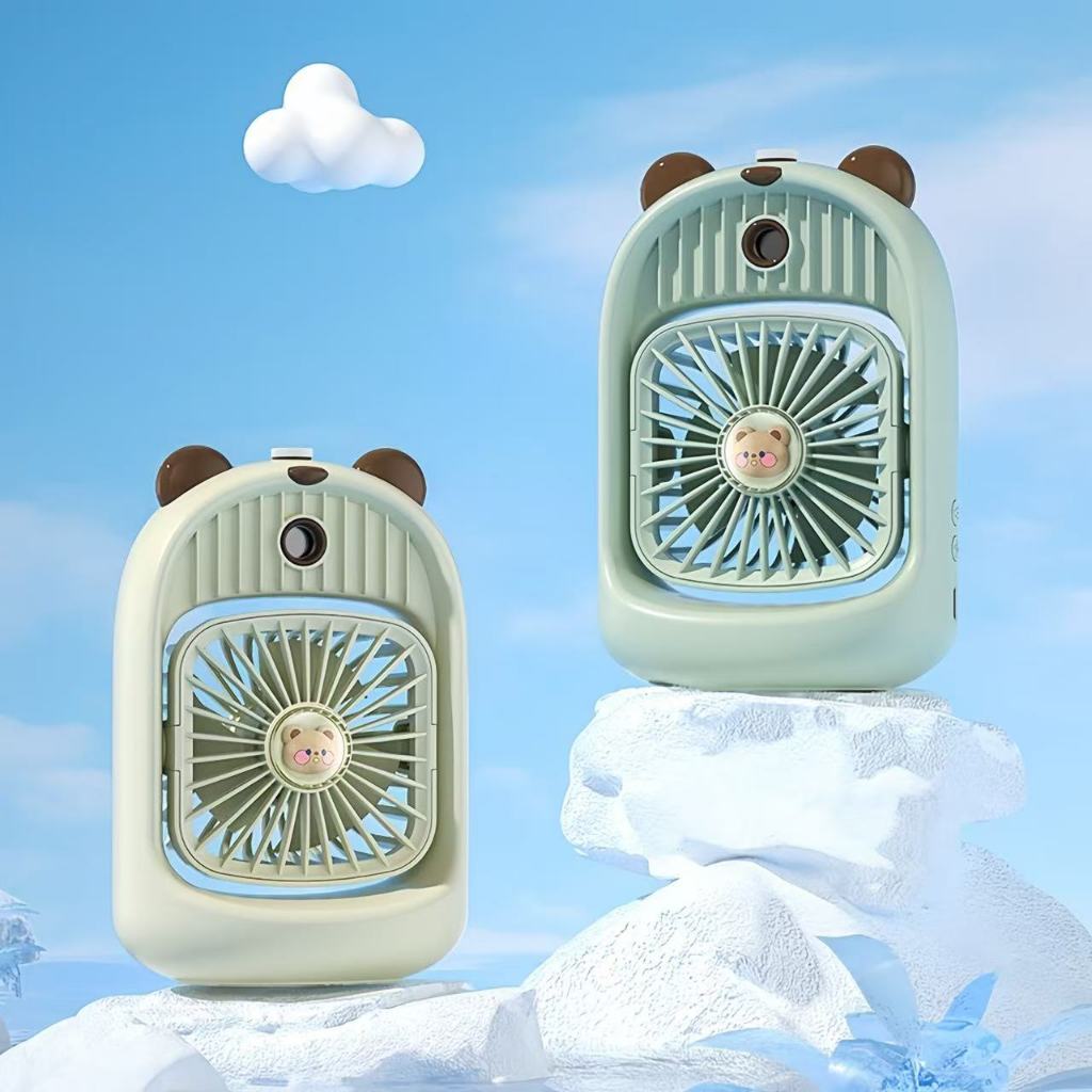 Mini Ventilador e Umidificador Formato Ursinho portátil regarregavel de refrigeração Mesa USB
