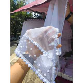 Véu CCB Congregação Algodão e Poá Coração Renda Guipir Redondo Bico Mod-057 em Oferta na Shopee