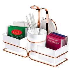 Suporte Bancada Mesa Cantinho Cafe Cha Bar Porta Saches De Acucares Chas Colheres Branco Future