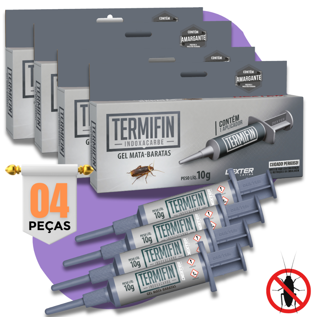 Mata Barata em Gel Termifin Seringa Veneno inseticida 10G 4 Unidades