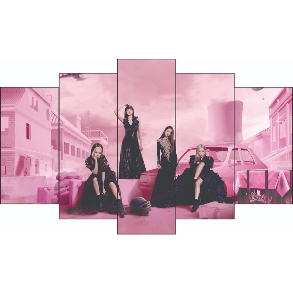 BLACKPINK - Quadro decorativo mdf - 80x45 cm  Mosaico - 5 partes - K Pop - Decoração em Oferta na Shopee