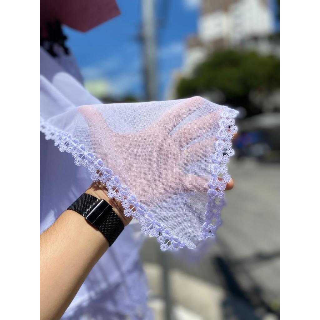 Véu CCB Congregação Algodão Laço Lacinho Renda Guipir Redondo Bico Mod-060 em Oferta na Shopee