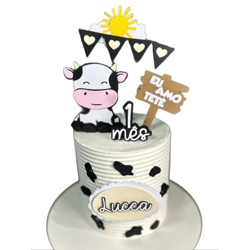 Topo de bolo mêsversario eu amo meu Tete - Topper personalizado vaquinha em Oferta na Shopee