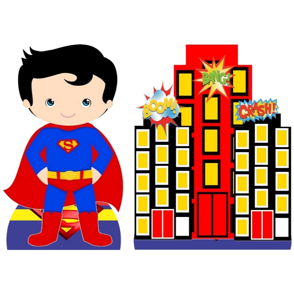 super homem baby cute kit decoração de festa infantil 4 display de mesa 20cm