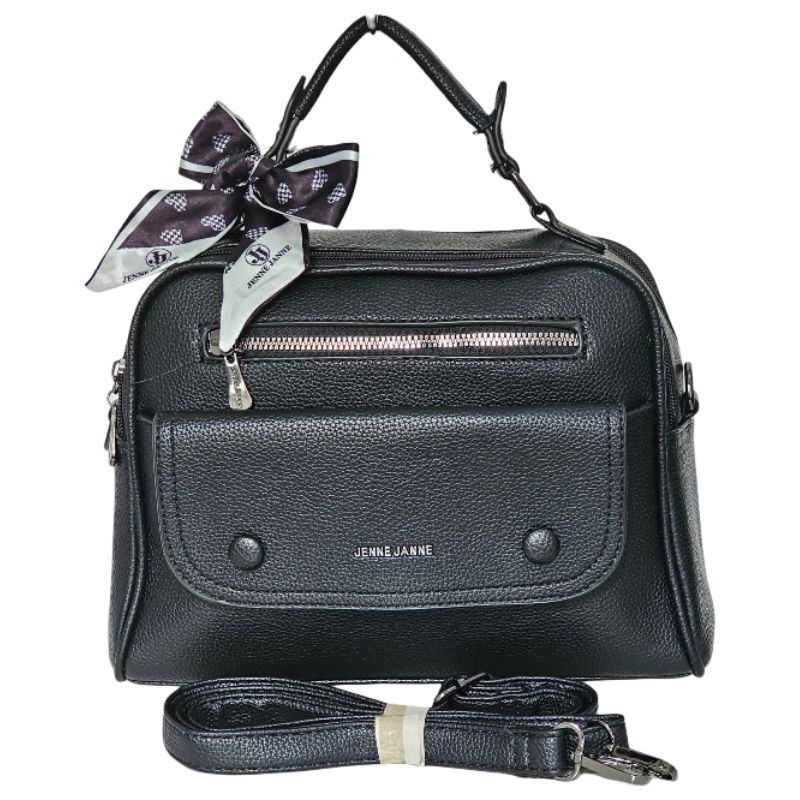 bolsa transversal e mão femenina tamanho média em couro com dois divisórias