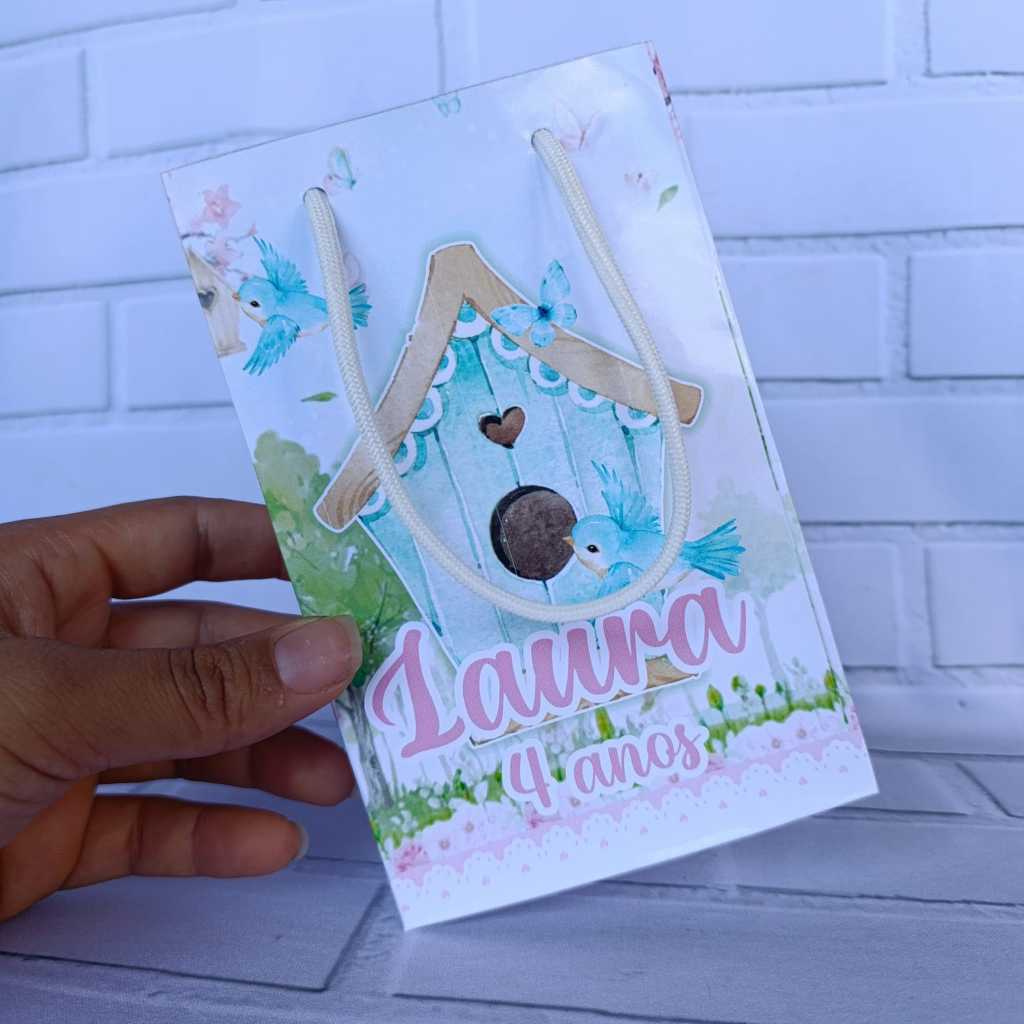 Sacolinha Personalizada jardim encantado \sacolinha surpresa lembrancinha jardim dos passaros.