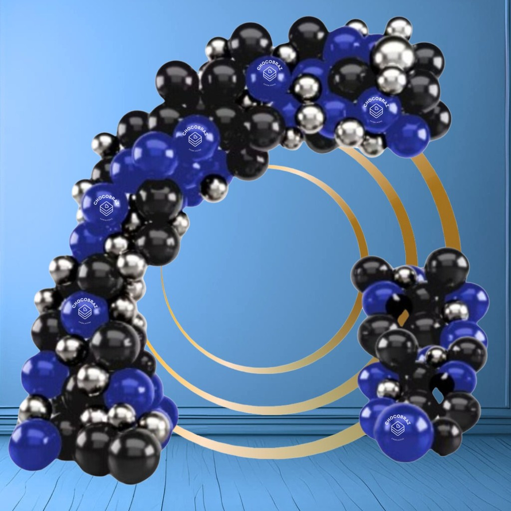 Kit 125 Balões Azul  7”+ Preto 7”+ Prata Metalizado 5” - Balão Bexiga Liso/Cromado Para Festas KIT04 em Oferta na Shopee