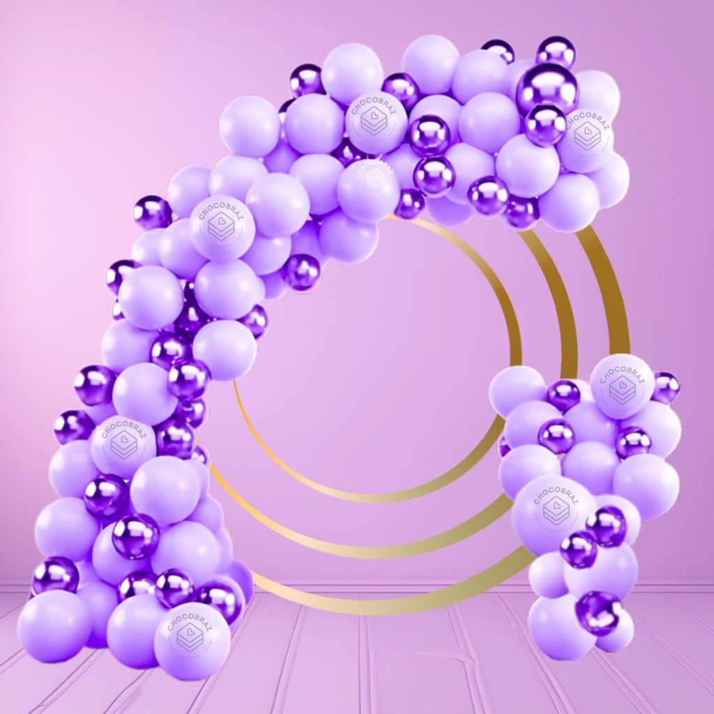 Kit 125 Balões Lilás  7" + Violeta Metalizado 5" - Balão Bexiga Liso/Cromado P Festas  KIT34 em Oferta na Shopee