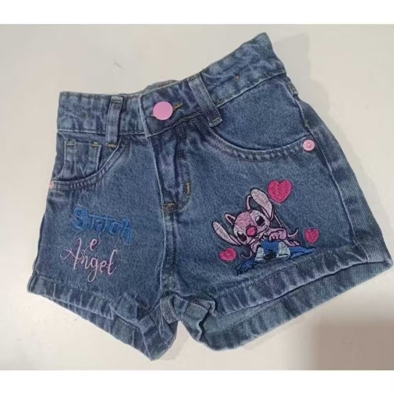 Shorts do Stitch jeans feminino infantil Lilo Stitch/Stitch/angel/aloha short infantil stitch angel/shortinho do stitch