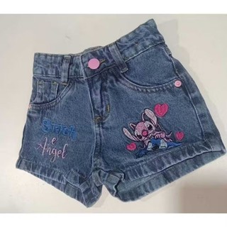 Shorts do Stitch jeans feminino infantil Lilo Stitch/Stitch/angel/aloha short infantil stitch angel/shortinho do stitch