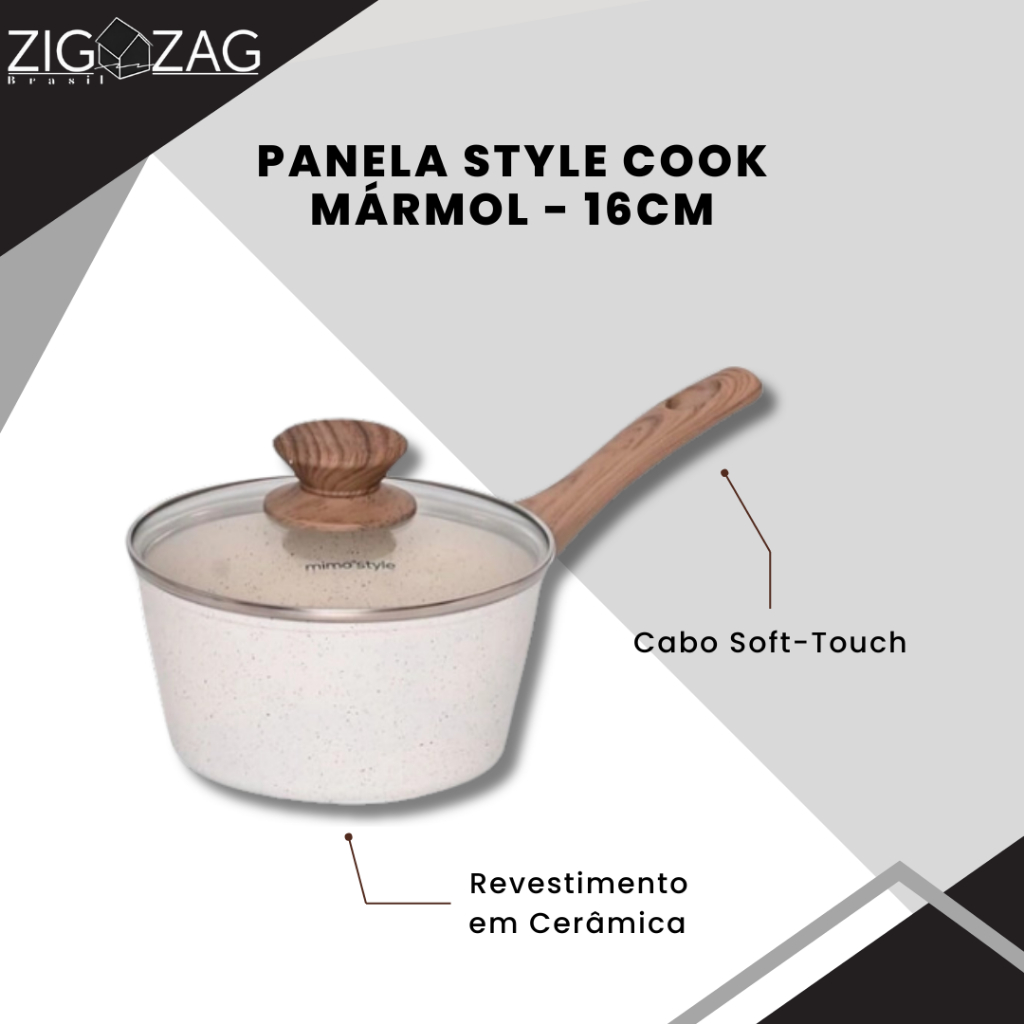 Panela Style Cook de Cerâmica Antiaderente, Mármol e Esmeralda - 16cm |  Para Fogão a Gás, Indução e Vitrocerâmico em Oferta na Shopee