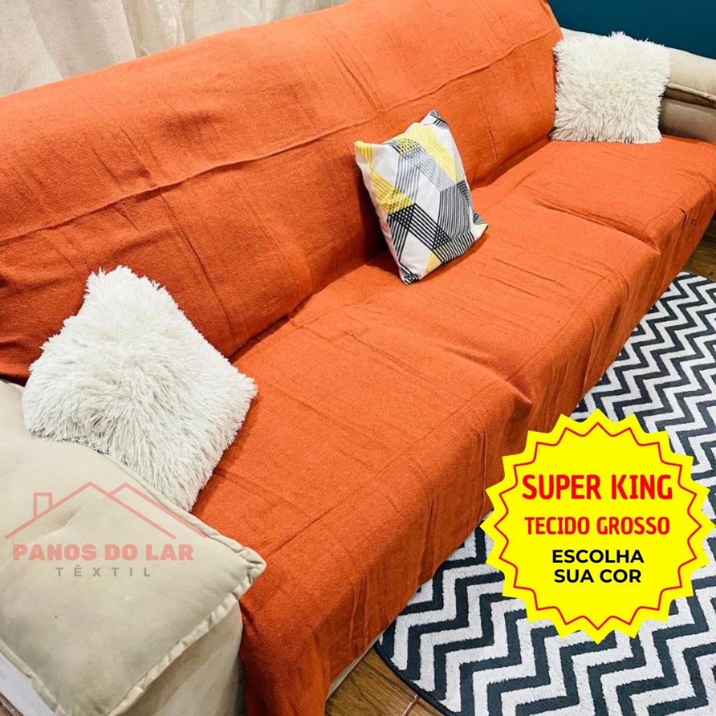 Manta Grande para Sofá Cama King 2 e 3 Lugares 3,00m x 1,80m Cobertor Protetor Gigante 100% Algodão em Oferta na Shopee