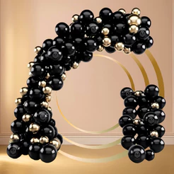 Kit 75 Balões Preto 7”+ OURO Metalizado 5”- Balão Bexiga Liso/Cromado P Festas e Aniversários KIT51 (CHOCO)