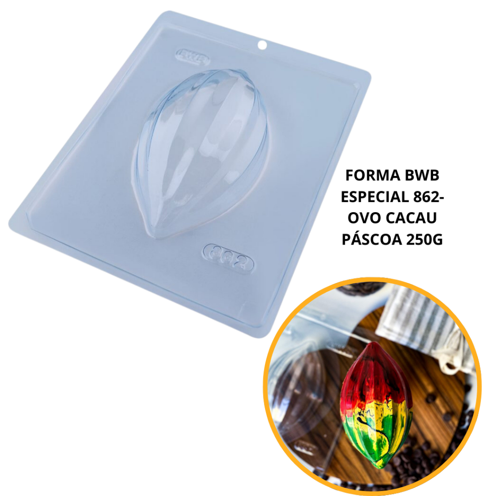 1~4 Forma BWB Com Silicone (3 partes) Para Chocolate Cód. 862 - Ovo Cacau. Páscoa - Home & Living