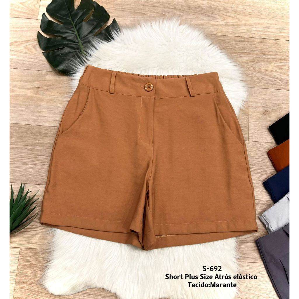 Short plus size com elástico atrás S692