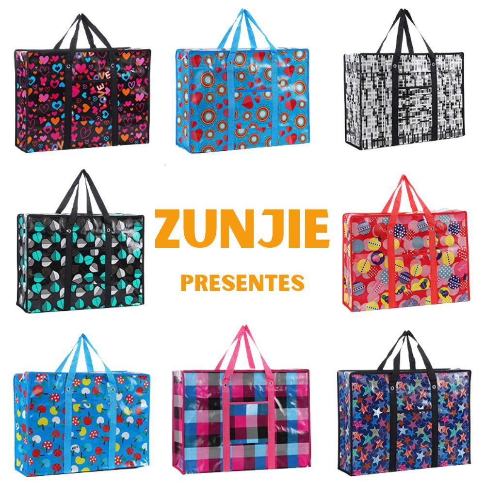 Sacola de Feira Grande Feira Zíper Impermeável Sacoleira Novos Modelos