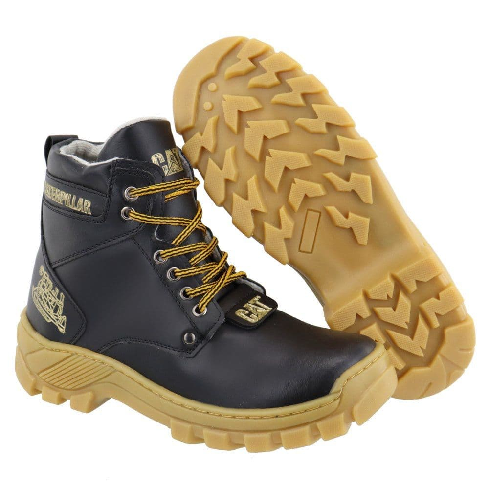 Botina Para Trabalho 45 46 47 Couro Ecológico Caterpillar Masculino
