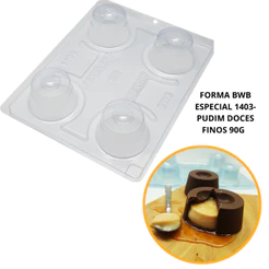 1~4 Forma BWB Com Silicone (3 partes) Para Chocolate Cód. 1403 - Pudim 90g. Para Festas Padaria e Confeitaria (CHOCO)