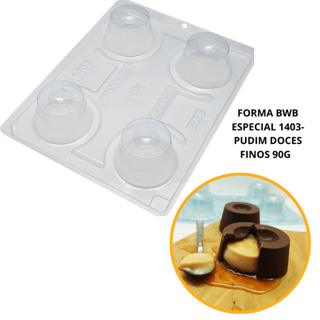 1~4 Forma BWB Com Silicone (3 partes) Para Chocolate Cód. 1403 - Pudim 90g. Para Festas Padaria e Confeitaria (CHOCO) em Oferta na Shopee